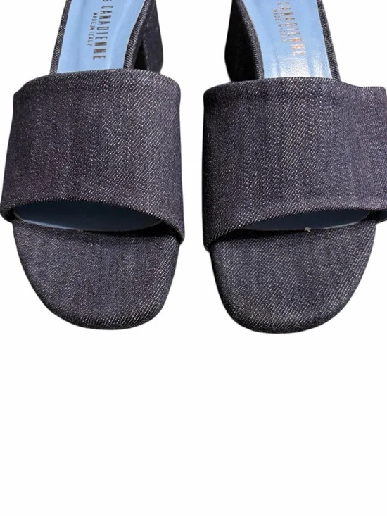 Clacanadienne Dark Blue Denim Slide Mules - Picture 2 of 11